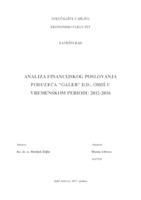 prikaz prve stranice dokumenta ANALIZA FINANCIJSKOG POSLOVANJA PODUZEĆA ''GALEB'' D.D., OMIŠ U VREMENSKOM PERIODU 2012-2016
