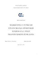 prikaz prve stranice dokumenta Marketing u funkciji financiranja sportskih subjekata u post tranzicijskim zemljama