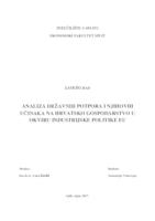 prikaz prve stranice dokumenta ANALIZA DRŽAVNIH POTPORA I NJIHOVIH UČINAKA NA HRVATSKO GOSPODARSTVO U OKVIRU INDUSTRIJSKE POLITIKE EU