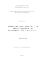 prikaz prve stranice dokumenta Usporedba modela optimizacije portfelja dionica na hrvatskom tržištu kapitala