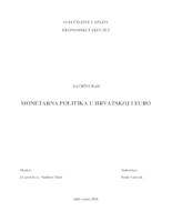 prikaz prve stranice dokumenta MONETARNA POLITIKA U HRVATSKOJ I EURO