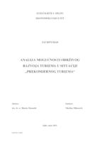 prikaz prve stranice dokumenta ANALIZA MOGUĆNOSTI ODRŽIVOG RAZVOJA TURIZMA U SITUACIJI „PREKOMJERNOG TURIZMA“