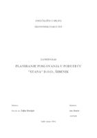 prikaz prve stranice dokumenta PLANIRANJE POSLOVANJA U PODUZEĆU ''STANA'' D.O.O., ŠIBENIK 