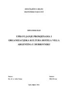 prikaz prve stranice dokumenta Upravljanje promjenama i organizacijska kultura hotela Villa Argentina u Dubrovniku