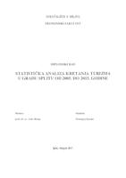 prikaz prve stranice dokumenta STATISTIČKA ANALIZA KRETANJA TURIZMA U GRADU SPLITU OD 2005. DO 2015. GODINE