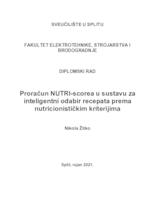 prikaz prve stranice dokumenta Proračun NUTRI-scorea u sustavu za inteligentni odabir recepata prema nutricionističkim kriterijima