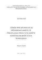 prikaz prve stranice dokumenta Izrada web aplikacije za provođenje ankete te prikupljanje rezultata ankete korištenjem MERN stack tehnologije