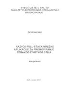 prikaz prve stranice dokumenta Razvoj full-stack mrežne aplikacije za promoviranje zdravog životnog stila