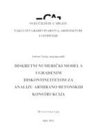 prikaz prve stranice dokumenta Diskretni numerički model s ugrađenim diskontinuitetom za analizu armirano betonskih konstrukcija