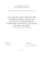 prikaz prve stranice dokumenta Analysis of Association of the Anthropometric, Motor and Functional Parameters on Competitive Efficiency in Youth Football Players