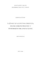 prikaz prve stranice dokumenta Važnost kvalitetnog pristupa selekcijskom procesu u pomorskim organizacijama